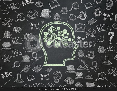 To use this stock image in your creative project, please select the size you need over to the right and click the "Add to Cart" button.
Your downloaded image will come with the Cutcaster watermark removed so don’t worry about the watermark you see on this page. Education concept: Head With Finance Symbol on School board background stock photo, Education concept: Chalk Green Head With Finance Symbol icon on School board background with Hand Drawn Education Icons, School Board by mkabakov