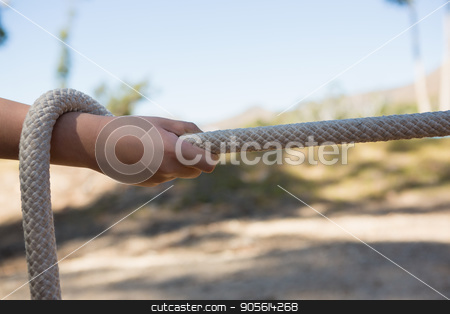 To use this stock image in your creative project, please select the size you need over to the right and click the "Add to Cart" button.
Your downloaded image will come with the Cutcaster watermark removed so don’t worry about the watermark you see on this page. Hand of kid practicing tug of war during obstacle course stock photo, Hand of kid practicing tug of war during obstacle course in the boot camp by Wavebreak Media