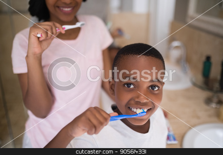 To use this stock image in your creative project, please select the size you need over to the right and click the "Add to Cart" button.
Your downloaded image will come with the Cutcaster watermark removed so don’t worry about the watermark you see on this page. Boy with mother brushing teeth at home stock photo, Portrait of boy with mother brushing teeth at home by Wavebreak Media
