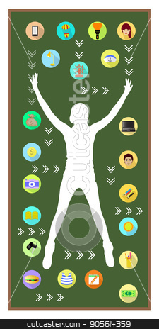 To use this stock image in your creative project, please select the size you need over to the right and click the "Add to Cart" button.
Your downloaded image will come with the Cutcaster watermark removed so don’t worry about the watermark you see on this page. Man and technology. On white background stock vector clipart, Man and technology. On white background. The girl is silhouetted. Logo on a green board background. Icons: laptop, flashlight, camera by Kseniia