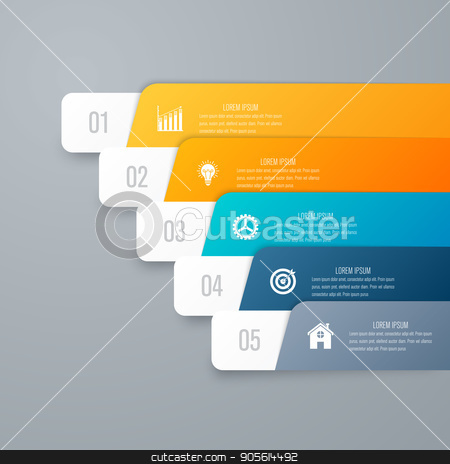 To use this stock image in your creative project, please select the size you need over to the right and click the "Add to Cart" button.
Your downloaded image will come with the Cutcaster watermark removed so don’t worry about the watermark you see on this page. Infographic template of square elements stock vector clipart, Infographic template of square elements. Business concept with 5 options, steps, parts, segments. Vector banner for web, timeline infographics, workflow layout, diagram, chart, annual report by Amelisk