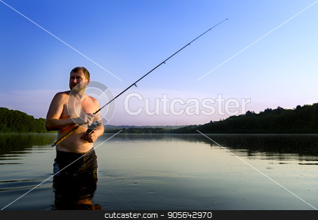 To use this stock image in your creative project, please select the size you need over to the right and click the "Add to Cart" button.
Your downloaded image will come with the Cutcaster watermark removed so don’t worry about the watermark you see on this page. fisherman fishing in a calm river in the morning. Man in fishing gear stending in a river and throws a fishing pole stock photo, fisherman fishing in a calm river in the morning. Man in fishing gear stending in a river and throws a fishing pole. by Alexander