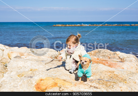To use this stock image in your creative project, please select the size you need over to the right and click the "Add to Cart" button.
Your downloaded image will come with the Cutcaster watermark removed so don’t worry about the watermark you see on this page. Child with little dog stock photo, Child with little dog playing outdoor in summer by Satura86