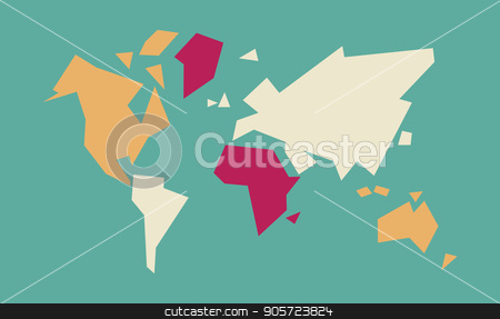 To use this stock image in your creative project, please select the size you need over to the right and click the "Add to Cart" button.
Your downloaded image will come with the Cutcaster watermark removed so don’t worry about the watermark you see on this page. Abstract world map geometric concept illustration stock vector clipart, Abstract geometric world map art with colorful continent and country shapes. Concept global atlas illustration. EPS10 vector. by Cienpies Design