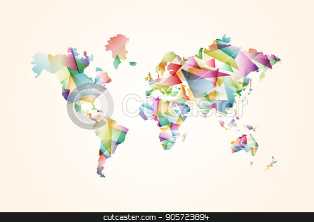 To use this stock image in your creative project, please select the size you need over to the right and click the "Add to Cart" button.
Your downloaded image will come with the Cutcaster watermark removed so don’t worry about the watermark you see on this page. Abstract triangle world map concept illustration stock vector clipart, Abstract world map illustration template made of colorful transparent triangle shapes. Modern geometric planet silhouette. EPS10 vector. by Cienpies Design