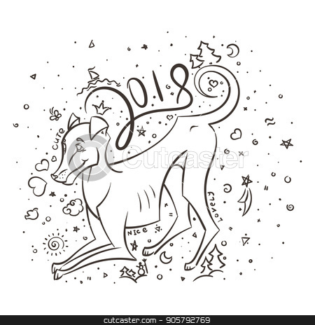 To use this stock image in your creative project, please select the size you need over to the right and click the "Add to Cart" button.
Your downloaded image will come with the Cutcaster watermark removed so don’t worry about the watermark you see on this page. Yellow dog for New Year 2018, cute symbol of horoscope. Cute puppy in cartoon doodle style. stock vector clipart, Yellow dog for New Year 2018, cute symbol of horoscope. Cute puppy in cartoon doodle style. Vector illustration. by Drekhann