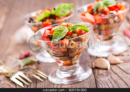 To use this stock image in your creative project, please select the size you need over to the right and click the "Add to Cart" button.
Your downloaded image will come with the Cutcaster watermark removed so don’t worry about the watermark you see on this page. salad stock photo, salad with grilled vegetables in the glass bowl by tycoon