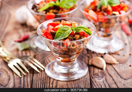 To use this stock image in your creative project, please select the size you need over to the right and click the "Add to Cart" button.
Your downloaded image will come with the Cutcaster watermark removed so don’t worry about the watermark you see on this page. salad stock photo, salad with grilled vegetables in the glass bowl by tycoon