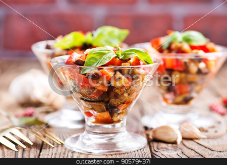 To use this stock image in your creative project, please select the size you need over to the right and click the "Add to Cart" button.
Your downloaded image will come with the Cutcaster watermark removed so don’t worry about the watermark you see on this page. salad stock photo, salad with grilled vegetables in the glass bowl by tycoon