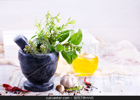 To use this stock image in your creative project, please select the size you need over to the right and click the "Add to Cart" button.
Your downloaded image will come with the Cutcaster watermark removed so don’t worry about the watermark you see on this page. aroma herb and spice stock photo, aroma herb and spice on the kitchen table by tycoon