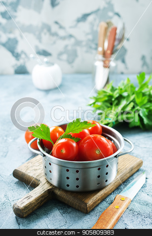 To use this stock image in your creative project, please select the size you need over to the right and click the "Add to Cart" button.
Your downloaded image will come with the Cutcaster watermark removed so don’t worry about the watermark you see on this page. fresh tomato stock photo, fresh tomato with salt and basil on the kitchen table by tycoon
