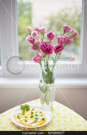 To use this stock image in your creative project, please select the size you need over to the right and click the "Add to Cart" button.
Your downloaded image will come with the Cutcaster watermark removed so don’t worry about the watermark you see on this page. beautiful bouquet of bright pink flowers stock photo, Scrambled eggs with fresh herbs on a plate by Sergiy Artsaba