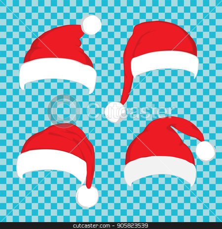 To use this stock image in your creative project, please select the size you need over to the right and click the "Add to Cart" button.
Your downloaded image will come with the Cutcaster watermark removed so don’t worry about the watermark you see on this page. Santa Claus red hat set on white stock vector clipart, Santa hat set on blue transparent background. Vector Santa red hat. Big set of red santa hats. Red Santa hat isolated on blue. by Sid10