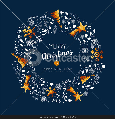 To use this stock image in your creative project, please select the size you need over to the right and click the "Add to Cart" button.
Your downloaded image will come with the Cutcaster watermark removed so don’t worry about the watermark you see on this page. Christmas and new year gold low poly wreath card stock vector clipart, Merry Christmas New Year modern luxury greeting card with gold color xmas decoration and holiday ornaments in wreath shape. EPS10 vector. by Cienpies Design