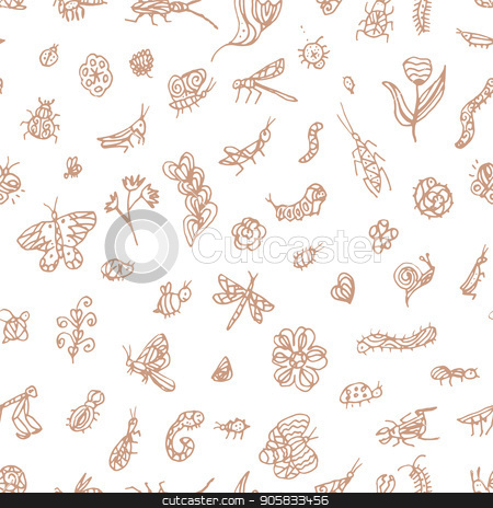 To use this stock image in your creative project, please select the size you need over to the right and click the "Add to Cart" button.
Your downloaded image will come with the Cutcaster watermark removed so don’t worry about the watermark you see on this page. Insects linear pattern - vector seamless texture or background with butterflies, beetles, snails, caterpillars in a line style beige on white background stock vector clipart, Insects linear pattern - vector seamless texture or background with butterflies, beetles, snails, caterpillars in a fine line style beige on white background by DeathVoice