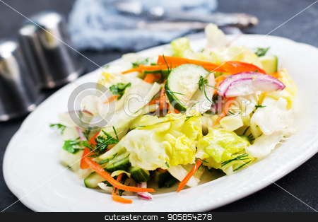 To use this stock image in your creative project, please select the size you need over to the right and click the "Add to Cart" button.
Your downloaded image will come with the Cutcaster watermark removed so don’t worry about the watermark you see on this page. salad stock photo, fresh vegetarian salad with salt,oil and aroma spice by tycoon