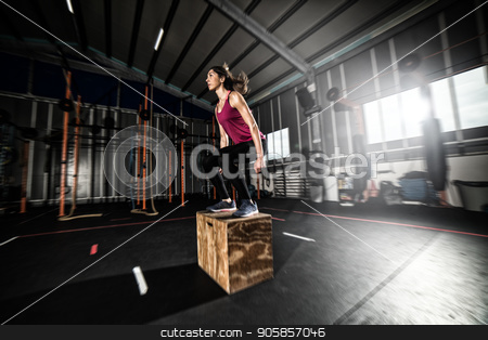 To use this stock image in your creative project, please select the size you need over to the right and click the "Add to Cart" button.
Your downloaded image will come with the Cutcaster watermark removed so don’t worry about the watermark you see on this page. Athletic girl does box jump exercises at the gym stock photo, Determined athletic girl does box jump exercises at the gym by Federico Caputo