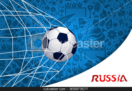 To use this stock image in your creative project, please select the size you need over to the right and click the "Add to Cart" button.
Your downloaded image will come with the Cutcaster watermark removed so don’t worry about the watermark you see on this page. Soccer match russian background design stock vector clipart, Russia illustration with football goal and traditional russian culture background. EPS10 vector. by Cienpies Design
