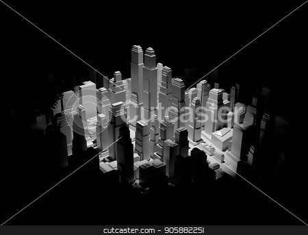 To use this stock image in your creative project, please select the size you need over to the right and click the "Add to Cart" button.
Your downloaded image will come with the Cutcaster watermark removed so don’t worry about the watermark you see on this page. Middle of 3d city is illuminated by a spotlight stock photo, The middle of the 3d city is illuminated by a spotlight and around it is dark. 3d illustration. The concept of urban life and construction by cherezoff