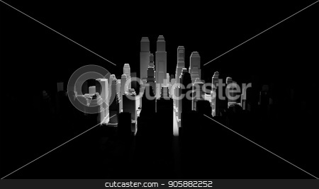 To use this stock image in your creative project, please select the size you need over to the right and click the "Add to Cart" button.
Your downloaded image will come with the Cutcaster watermark removed so don’t worry about the watermark you see on this page. Middle of 3d city is illuminated by a spotlight stock photo, The middle of the 3d city is illuminated by a spotlight and around it is dark. 3d illustration. The concept of urban life and construction by cherezoff