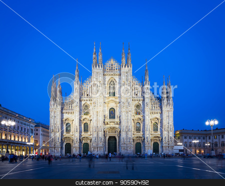 To use this stock image in your creative project, please select the size you need over to the right and click the "Add to Cart" button.
Your downloaded image will come with the Cutcaster watermark removed so don’t worry about the watermark you see on this page. MILAN, ITALY - APRIL 28th, 2018: turists during blue hour taking pictures in Duomo Square , the main landmark of the city. stock photo, Milan's spacious city square, the Piazza del Duomo, is named for the huge church that overlooks it. Today, the piazza is a central meeting place, home to many of the city's significant buildings. by Paolo Gallo