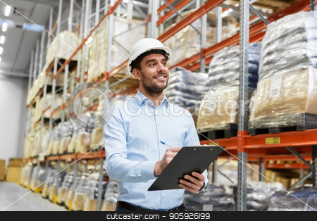 To use this stock image in your creative project, please select the size you need over to the right and click the "Add to Cart" button.
Your downloaded image will come with the Cutcaster watermark removed so don’t worry about the watermark you see on this page. businessman in helmet with clipboard at warehouse stock photo, logistic business, shipment and people concept - businessman in helmet with clipboard checking goods at warehouse by Syda Productions