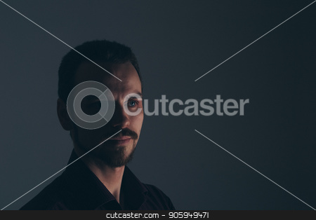 To use this stock image in your creative project, please select the size you need over to the right and click the "Add to Cart" button.
Your downloaded image will come with the Cutcaster watermark removed so don’t worry about the watermark you see on this page. Face of handsome man with fashionable hairstyle half closed in shadow stock photo, Face of handsome man with fashionable hairstyle half closed in shadow by aaalll3110