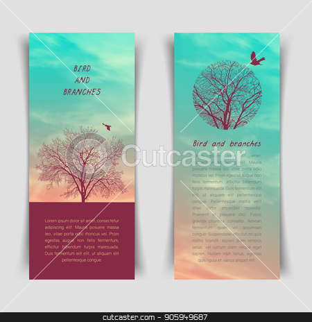To use this stock image in your creative project, please select the size you need over to the right and click the "Add to Cart" button.
Your downloaded image will come with the Cutcaster watermark removed so don’t worry about the watermark you see on this page. Crows and tree banner stock vector clipart, Narrow vertical banner with crows and tree branches. Template for postcard, poster or advertisement by D0r0thy