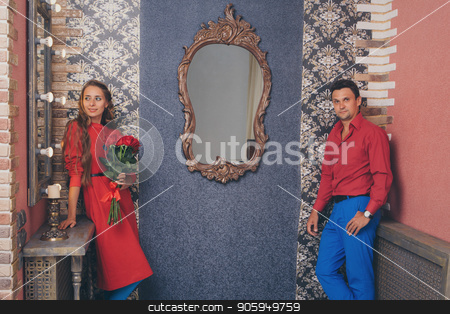 To use this stock image in your creative project, please select the size you need over to the right and click the "Add to Cart" button.
Your downloaded image will come with the Cutcaster watermark removed so don’t worry about the watermark you see on this page. portrait of a man and a woman. Pair in red and blue stock photo, portrait of a man and a woman. Pair in red and blue by aaalll3110