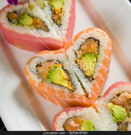 To use this stock image in your creative project, please select the size you need over to the right and click the "Add to Cart" button.
Your downloaded image will come with the Cutcaster watermark removed so don’t worry about the watermark you see on this page. Sushi on a white plate stock photo, Close up of sushi on a white plate by Shane Maritch