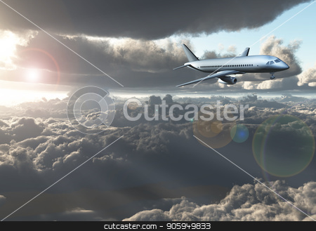 To use this stock image in your creative project, please select the size you need over to the right and click the "Add to Cart" button.
Your downloaded image will come with the Cutcaster watermark removed so don’t worry about the watermark you see on this page. Jet Aircraft flying between clouds stock photo, Jet Aircraft flying between clouds. 3D rendering by Bruce Rolff