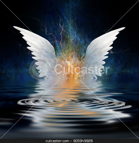 To use this stock image in your creative project, please select the size you need over to the right and click the "Add to Cart" button.
Your downloaded image will come with the Cutcaster watermark removed so don’t worry about the watermark you see on this page. Angel wings stock photo, Surrealism. White wings over water ripples. by Bruce Rolff