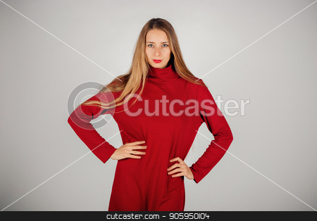 To use this stock image in your creative project, please select the size you need over to the right and click the "Add to Cart" button.
Your downloaded image will come with the Cutcaster watermark removed so don’t worry about the watermark you see on this page. a beautiful girl with long hair in a red dress holds her hands on her side against a white background. Isolated photo of a female model stock photo, a beautiful girl with long hair in a red dress holds her hands on her side against a white background. Isolated photo of a female model by aaalll3110