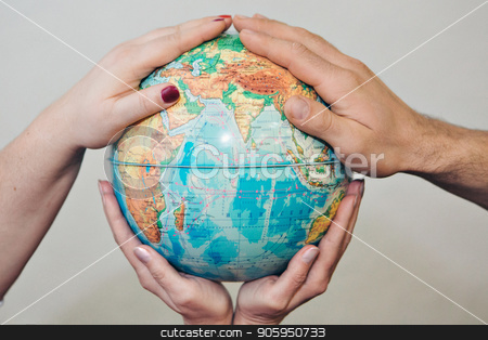 To use this stock image in your creative project, please select the size you need over to the right and click the "Add to Cart" button.
Your downloaded image will come with the Cutcaster watermark removed so don’t worry about the watermark you see on this page. Four hands holding globe on white background. The globe is in the palm stock photo, Four hands holding globe on white background. The globe is in the palm by aaalll3110