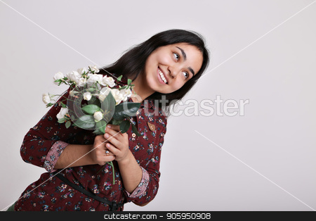 To use this stock image in your creative project, please select the size you need over to the right and click the "Add to Cart" button.
Your downloaded image will come with the Cutcaster watermark removed so don’t worry about the watermark you see on this page. Portrait of a woman with flowers on white background stock photo, Portrait of a woman with flowers on white background by aaalll3110