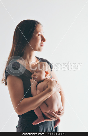 To use this stock image in your creative project, please select the size you need over to the right and click the "Add to Cart" button.
Your downloaded image will come with the Cutcaster watermark removed so don’t worry about the watermark you see on this page. mother in gray t-shirt holds on the hands of his bare newborn baby. Woman with a baby in her arms. The girl kisses the child on the forehead stock photo, mother in gray t-shirt holds on the hands of his bare newborn baby. Woman with a baby in her arms. The girl kisses the child on the forehead by aaalll3110