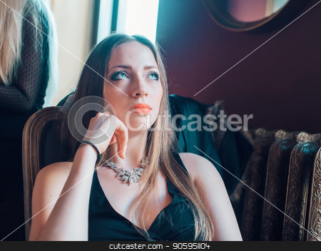 To use this stock image in your creative project, please select the size you need over to the right and click the "Add to Cart" button.
Your downloaded image will come with the Cutcaster watermark removed so don’t worry about the watermark you see on this page. beautiful girl in a long black dress sitting in a chair stock photo, beautiful girl in a long black dress sitting in a chair by aaalll3110