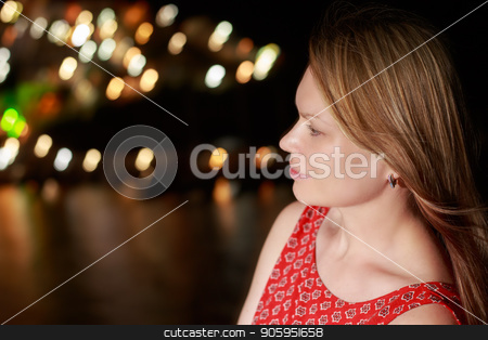 To use this stock image in your creative project, please select the size you need over to the right and click the "Add to Cart" button.
Your downloaded image will come with the Cutcaster watermark removed so don’t worry about the watermark you see on this page. Night street portrait of beautiful woman on the background of the sea Bay stock photo, Night street portrait of beautiful woman on the background of the sea Bay. by Alfira Poyarkova