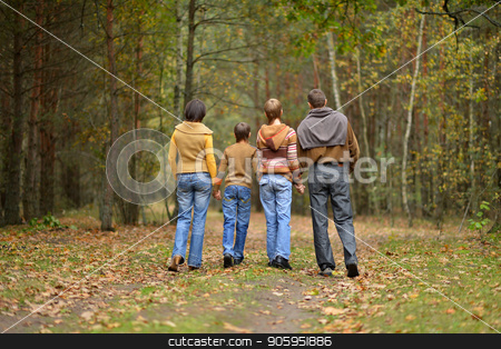 To use this stock image in your creative project, please select the size you need over to the right and click the "Add to Cart" button.
Your downloaded image will come with the Cutcaster watermark removed so don’t worry about the watermark you see on this page. Family of four in park stock photo, Happy family of four walking in the park in autumn by Ruslan Huzau