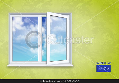 To use this stock image in your creative project, please select the size you need over to the right and click the "Add to Cart" button.
Your downloaded image will come with the Cutcaster watermark removed so don’t worry about the watermark you see on this page. Realistic open plastic window stock vector clipart, Realistic open square window on the background of wallpaper and sky by D0r0thy