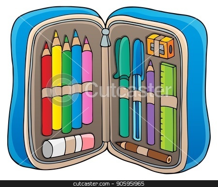 To use this stock image in your creative project, please select the size you need over to the right and click the "Add to Cart" button.
Your downloaded image will come with the Cutcaster watermark removed so don’t worry about the watermark you see on this page. Pencil case theme image 1 stock vector clipart, Pencil case theme image 1 - eps10 vector illustration. by Klara Viskova