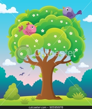 To use this stock image in your creative project, please select the size you need over to the right and click the "Add to Cart" button.
Your downloaded image will come with the Cutcaster watermark removed so don’t worry about the watermark you see on this page. Springtime tree topic image 5 stock vector clipart, Springtime tree topic image 5 - eps10 vector illustration. by Klara Viskova