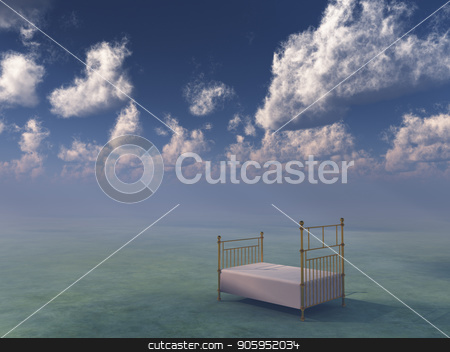 To use this stock image in your creative project, please select the size you need over to the right and click the "Add to Cart" button.
Your downloaded image will come with the Cutcaster watermark removed so don’t worry about the watermark you see on this page. Bed in sky stock photo, Bed in surreal space. by Bruce Rolff