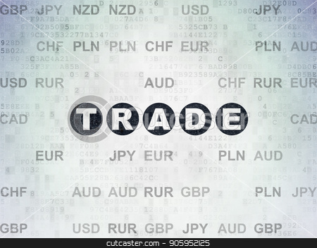 To use this stock image in your creative project, please select the size you need over to the right and click the "Add to Cart" button.
Your downloaded image will come with the Cutcaster watermark removed so don’t worry about the watermark you see on this page. Finance concept: Trade on Digital Data Paper background stock photo, Finance concept: Painted black text Trade on Digital Data Paper background with Currency by mkabakov