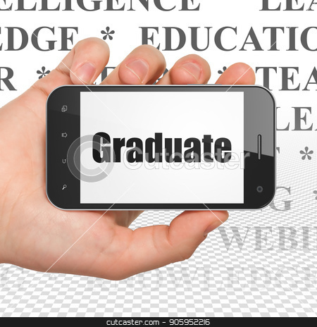 To use this stock image in your creative project, please select the size you need over to the right and click the "Add to Cart" button.
Your downloaded image will come with the Cutcaster watermark removed so don’t worry about the watermark you see on this page. Education concept: Hand Holding Smartphone with Graduate on display stock photo, Education concept: Hand Holding Smartphone with black text Graduate on display, Tag Cloud background, 3D rendering by mkabakov