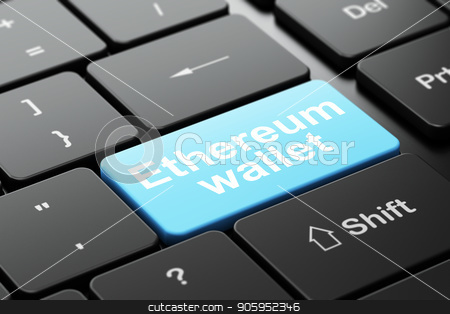To use this stock image in your creative project, please select the size you need over to the right and click the "Add to Cart" button.
Your downloaded image will come with the Cutcaster watermark removed so don’t worry about the watermark you see on this page. Cryptocurrency concept: Ethereum Wallet on computer keyboard background stock photo, Cryptocurrency concept: computer keyboard with word Ethereum Wallet, selected focus on enter button background, 3D rendering by mkabakov