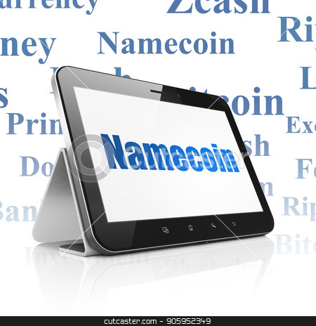 To use this stock image in your creative project, please select the size you need over to the right and click the "Add to Cart" button.
Your downloaded image will come with the Cutcaster watermark removed so don’t worry about the watermark you see on this page. Blockchain concept: Tablet Computer with Namecoin on display stock photo, Blockchain concept: Tablet Computer with blue text Namecoin on display, Tag Cloud background, 3D rendering by mkabakov