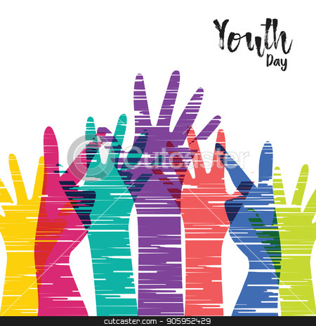 To use this stock image in your creative project, please select the size you need over to the right and click the "Add to Cart" button.
Your downloaded image will come with the Cutcaster watermark removed so don’t worry about the watermark you see on this page. Youth Day card of diverse people group hands stock vector clipart, Happy Youth Day greeting card illustration, diverse group hands in colorful hand drawn style. Young people team with typography quote. EPS10 vector.
by Cienpies Design