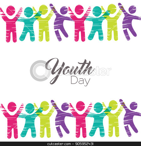 To use this stock image in your creative project, please select the size you need over to the right and click the "Add to Cart" button.
Your downloaded image will come with the Cutcaster watermark removed so don’t worry about the watermark you see on this page. Youth Day card of diverse people in colorful art stock vector clipart, Happy Youth Day greeting card illustration. People icons in diverse colors made of multicolor grunge art texture. EPS10 vector. by Cienpies Design