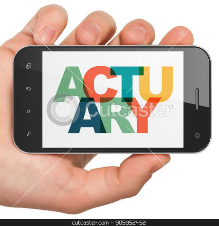 To use this stock image in your creative project, please select the size you need over to the right and click the "Add to Cart" button.
Your downloaded image will come with the Cutcaster watermark removed so don’t worry about the watermark you see on this page. Insurance concept: Hand Holding Smartphone with Actuary on display stock photo, Insurance concept: Hand Holding Smartphone with Painted multicolor text Actuary on display, 3D rendering by mkabakov